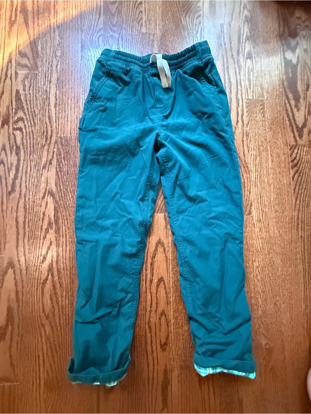 Hanna Andersson Green Flannel Lined Pants Sz 10